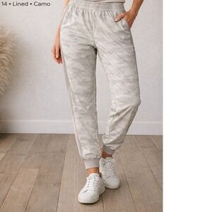 Athleta Brooklyn Camo Jogger Pants Women Size 14 lined Athletic Casual